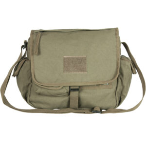 RETRO MESSENGER BAG W/PLAIN FLAP - OLIVE DRAB